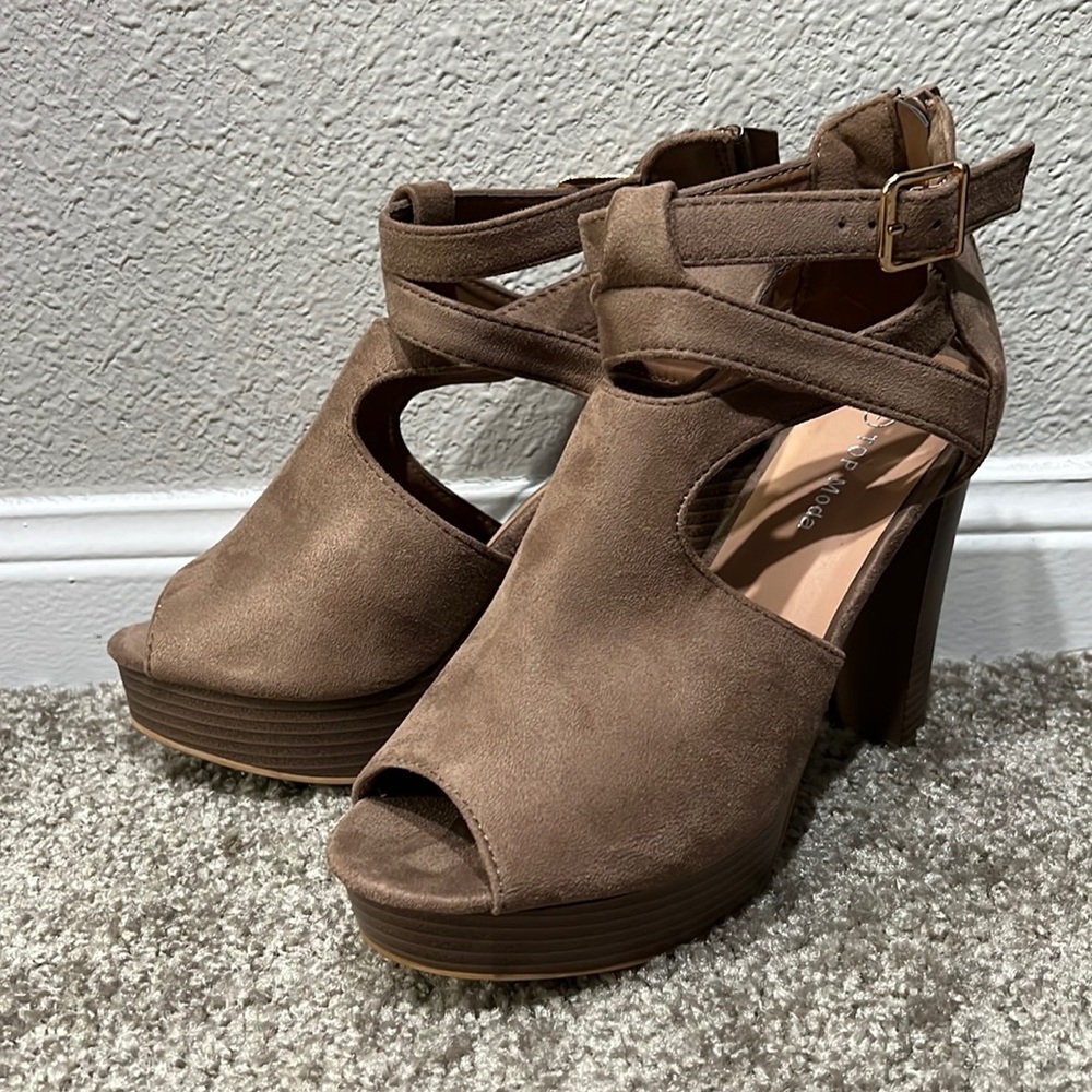 Brown heels.